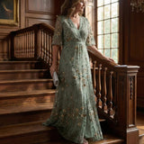 Margaux | Robe Maxi Élégante à Manches Papillon et Imprimé Floral