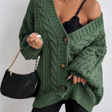 Noémie | Cardigan oversize femme en tricot torsadé à manches ballon