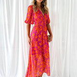 Juliette | Robe midi femme à décolleté en V et taille cintrée