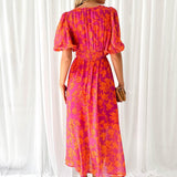 Juliette | Robe midi femme à décolleté en V et taille cintrée