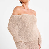 Orélia | Robe Maxi Bouclée Épaules Dénudées