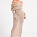 Orélia | Robe Maxi Bouclée Épaules Dénudées