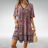 Soléane | Robe Bohème Courte à Décolleté en V