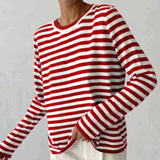 Célia | Sweatshirt rayé à manches longues et col rond