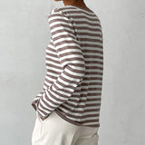 Célia | Sweatshirt rayé à manches longues et col rond