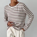 Célia | Sweatshirt rayé à manches longues et col rond