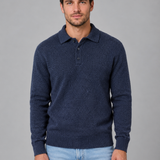 Augustin | Pull polo en maille fine pour homme à manches longues et trois boutons