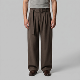 Nicolas | Pantalon homme à jambes larges avec taille haute et ceinture