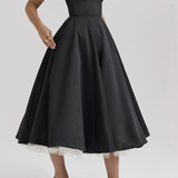 Mathilde | Robe midi femme bustier à jupe évasée