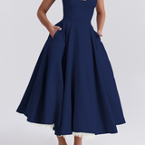 Mathilde | Robe midi femme bustier à jupe évasée