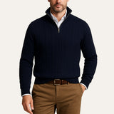 Arnaud | Pull homme à torsades avec col zippé et coupe ajustée