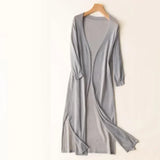 Mathilde | Cardigan long femme à ouverture frontale et fentes latérales