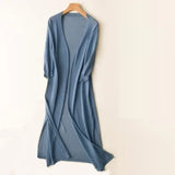 Mathilde | Cardigan long femme à ouverture frontale et fentes latérales