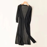 Mathilde | Cardigan long femme à ouverture frontale et fentes latérales