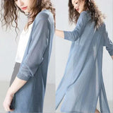 Mathilde | Cardigan long femme à ouverture frontale et fentes latérales
