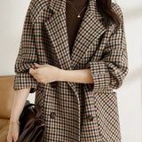 Élise | Blazer oversize à carreaux femme coupe longue élégante intemporelle