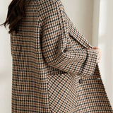 Élise | Blazer oversize à carreaux femme coupe longue élégante intemporelle