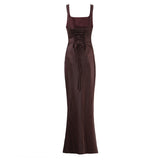 Chloé | Nuisette longue en satin à décolleté carré élégant