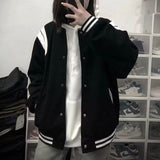 Maëlys | Veste varsity oversize rétro à manches contrastées et finitions côtelées