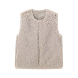 Anaïs | Gilet sans col en fausse fourrure douce