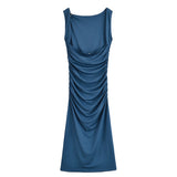 Inès | Robe Maxi Ruchée Élégante à Détail Doré
