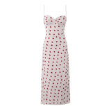 Juliette | Robe maxi corset satin à motif cœur