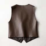 Blandine | Gilet sans manches en simili cuir à coupe ajustée