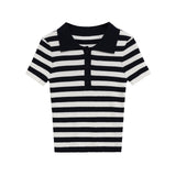 Harper | Polo à Rayures Chic en Maille Côtelée