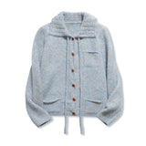 Léa | Cardigan court en tricot marbré au style décontracté
