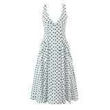 Hélène | Robe Midi d’Été à Pois Blancs Élégante
