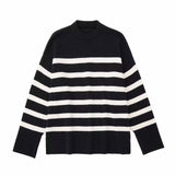 Élodie | Pull en Maille Rayée Coupe Décontractée