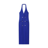 Lucie | Robe maxi halter élégante à boutons dorés