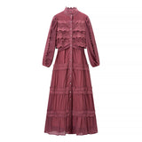 Aurélie | Robe maxi fluide à détails en dentelle