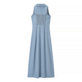 Romane | Robe Maxi en Jean Bleu Clair Sans Manches