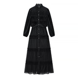 Aurélie | Robe maxi fluide à détails en dentelle