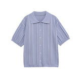 Florence | Haut polo à manches courtes en tricot texturé délicat