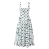 Hélène | Robe Midi d’Été à Pois Blancs Élégante