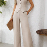 Albane | Ensemble élégant gilet cintré et pantalon large fluide