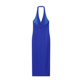 Lucie | Robe maxi halter élégante à boutons dorés