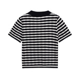 Phoebe | Haut Polo Rayé en Tricot Côtelé Flatteur