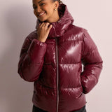 Lyséa | Veste Brillante Matelassée pour Femme – Capuche Amovible