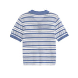 Daisy | Haut polo rayé en tricot respirant bleu clair