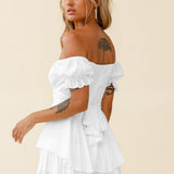 Vireline | Robe mini d’été off-shoulder élégante et fluide