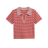 Phoebe | Haut Polo Rayé en Tricot Côtelé Flatteur