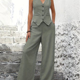 Albane | Ensemble élégant gilet cintré et pantalon large fluide