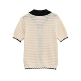 Ivy | Polo à manches courtes en crochet respirant avec nœud devant