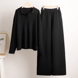 Indy | Ensemble femme avec un pull polo oversize et un pantalon large en couleur sable