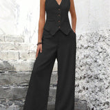 Albane | Ensemble élégant gilet cintré et pantalon large fluide