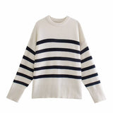 Élodie | Pull en Maille Rayée Coupe Décontractée
