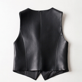 Blandine | Gilet sans manches en simili cuir à coupe ajustée